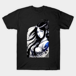 Kawaii Anime Girl With Ink Design T-Shirt